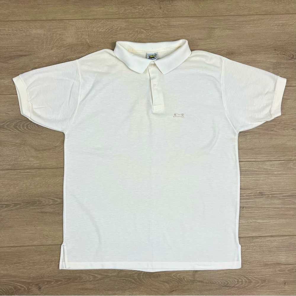 Vintage Le Tigre Solid White Short Sleeve Polo Made in USA Large
